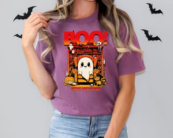 Comfort Colors Books Is My Boo ! T-Shirt Funny Ghost Shirt Boo T Shirt Ghost Halloween T Shirt Halloween Ghost Shirt Spooky T Shirt