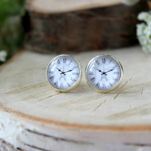 Vintage Clock Earrings | Clock Dial Jewelry | Retro Earrings | Silver Tone Earrings | Personalized Jewelry