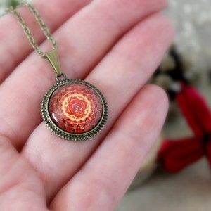 Red Muladhara Chakra Pendant Hindu Jewelry Antique Bronze Pendant Yoga Pendant Handmade Jewelry Spiritual Customized Jewelry image 2