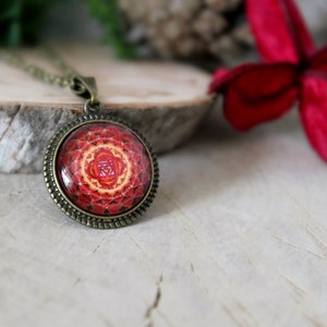 Red Muladhara Chakra Pendant Hindu Jewelry Antique Bronze Pendant Yoga Pendant Handmade Jewelry Spiritual Customized Jewelry image 1