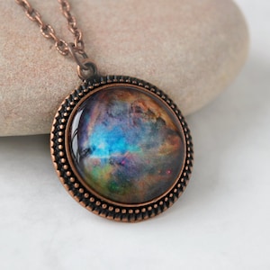 Orion Nebula Pendant in Antique Copper | Orion Nebula Necklace | Colorful Jewelry | Space Jewelry