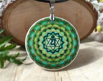 Anahata Polymer Clay Pendant | Chakra Pendant | Heart Chakra Pendant | Polymer Clay Heart Chakra Jewelry