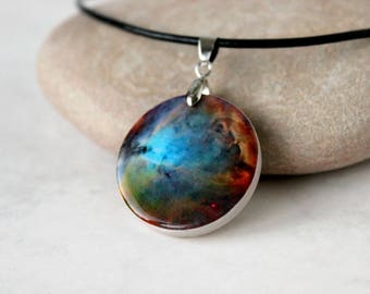 Orion Nebula Pendant | Universe Necklace | Polymer Clay Pendant | Planet and Space Jewelry | Personalized Pendant