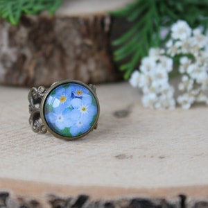 Forget Me Not Flower Ring | Blue Flower Ring | Adjustable Ring | Flower jewelry | Flower Blue Ring | Forget-me-not