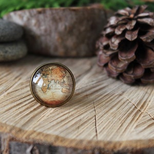 Vintage Karte Reversnadel | Reversnadel | Vintage Weltkarte | Weltkarte Brosche