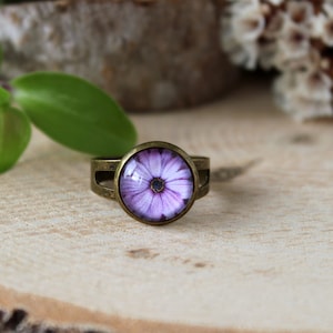 Violette Blumenring | Blume Ring | Blumen-Schmuck | Kleine Blumenring | Verstellbarer Ring | Romantisches Geschenk