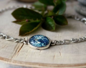 Planet Earth Bracelet | Silver Tone Chain Bracelet | Solar System Jewelry | Planet Earth Charm Bracelet |  | Space Jewelry