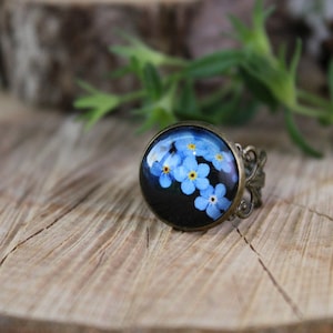 Blue Flower Ring | Forget-me-not | Flower jewelry | Forget Me Not Flower Ring | Adjustable Ring | Flower Blue Ring