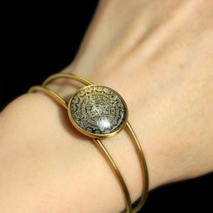 Mayan Calendar Cuff Bracelet | Antique Bronze Cuff Bracelet | Sparkling Bracelet | Aztec Calendar | Mayan Calendar Jewelry