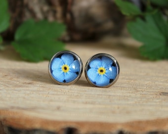 Forget Me Not Stud Earrings | Flower Jewelry | Blue Flower Earrings | Tiny Stud Earrings | Flower Earrings | Forget-me-not