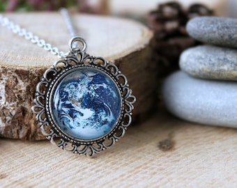 Planet Earth Pendant | Earth Pendant | Galaxy Jewelry | Space Necklace | Solar System Necklace