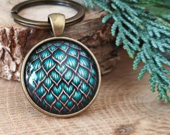 Drachenschuppen-Schlüsselanhänger | Fantasy Drache Geschenk | Einzigartiges mythisches Accessoire