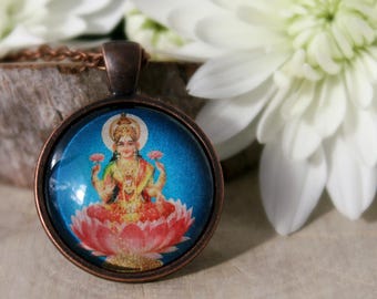 ラクシュミ ヒンドゥー教の女神 お守り オム ペンダントネックレス