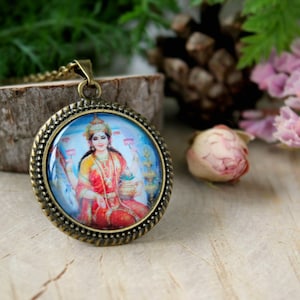 Lakshmi Pendant | Goddess of Luck and Wealth Necklace | Hindu Jewelry | Personalized Jewelry | Goddess Lakshmi | Lakshmi Jewelry | Bronze