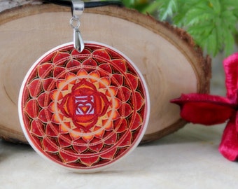 Muladhara Polymer Clay Pendant | Chakra Pendant | Root Chakra Pendant | Chakra Jewelry | Spiritual Jewelry | Customized Jewelry | Bright Red