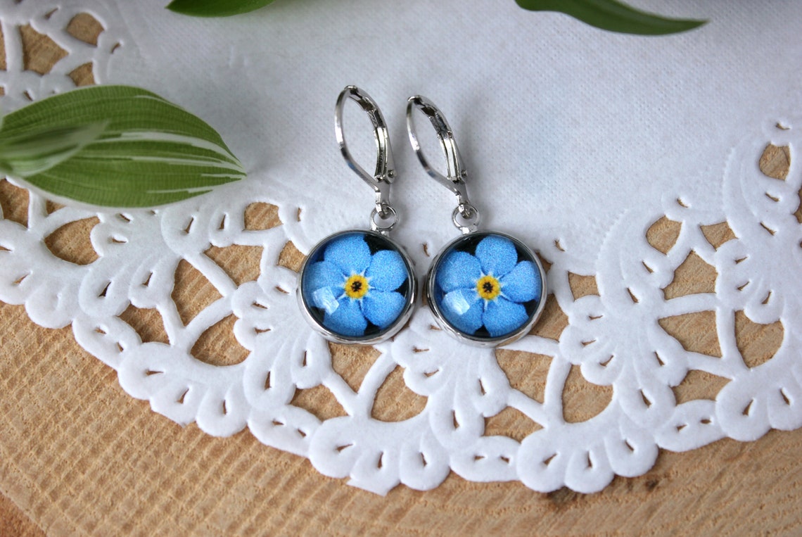 Me Not Earrings Flower Jewelry Flower Earrings Etsy