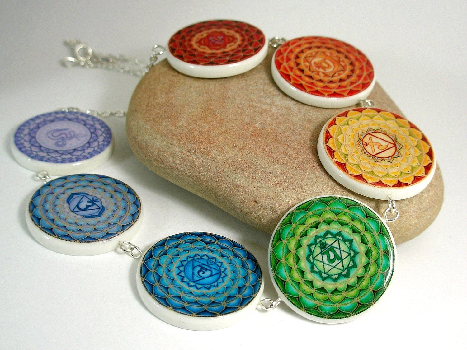 曼陀羅アート All Seven Chakra Necklace | Polymer Clay Necklace | Chakra