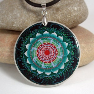 Fortune Mandala Pendant | Green and Red Pattern Necklace | Spiritual Jewellery | Personalized Pendants