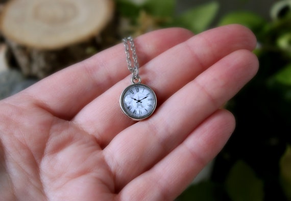 Clock locket necklace sale