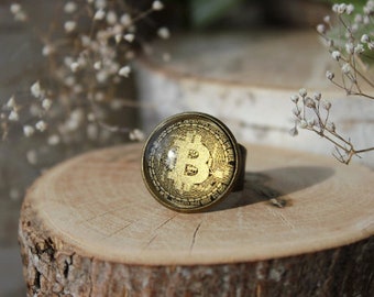 Bitcoin Ring | Bitcoin Icon | Cryptocurrency Jewelry | Blockchain Jewelry | Gift For Men
