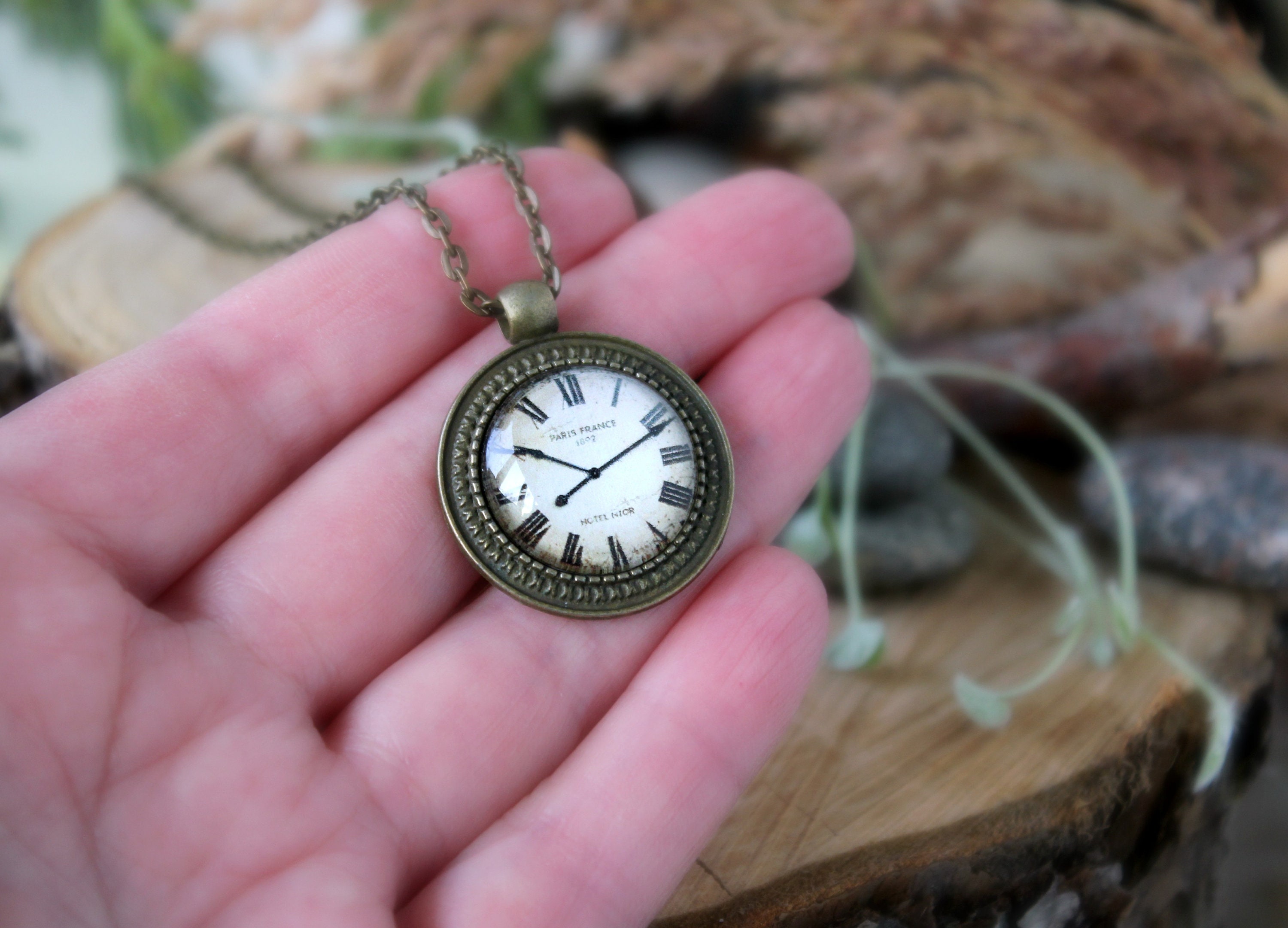 Vintage Clock Pendant Antique Bronze Pendant Clock Dial Etsy