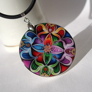 Abstract Wavy Pattern Pendant Rainbow Kaleidoscope Necklace Polymer Clay Pendant Personalized Jewelry image 5