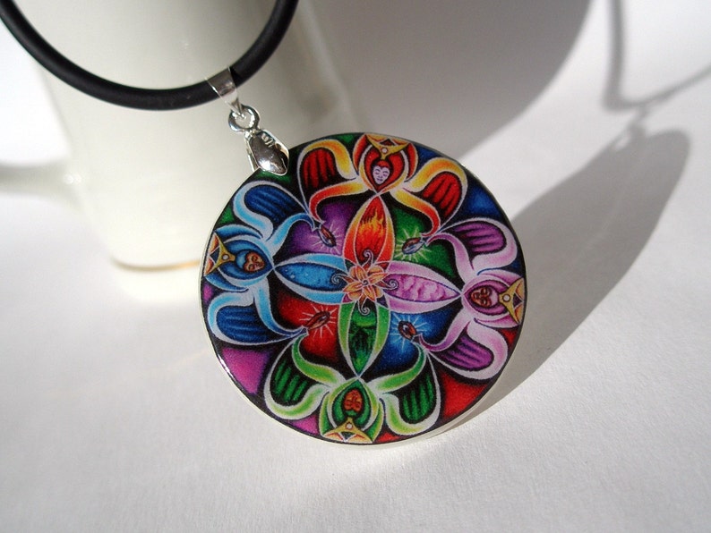 Abstract Wavy Pattern Pendant Rainbow Kaleidoscope Necklace Polymer Clay Pendant Personalized Jewelry image 5