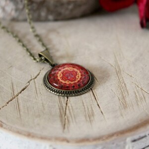 Red Muladhara Chakra Pendant Hindu Jewelry Antique Bronze Pendant Yoga Pendant Handmade Jewelry Spiritual Customized Jewelry image 3