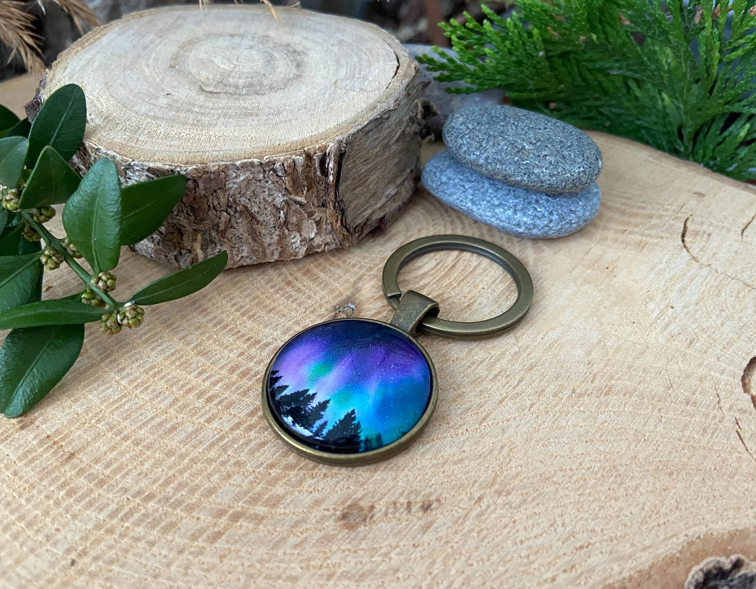 Portachiavi Aurora Boreale - Cielo Notturno Verde E Nero - Regalo Unisex Flighty Piece