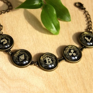 Cryptocurrency | Cryptocurrency Jewelry | Mens Bronze Bracelet | Bitcoin Jewelry | Blockchain Jewelry