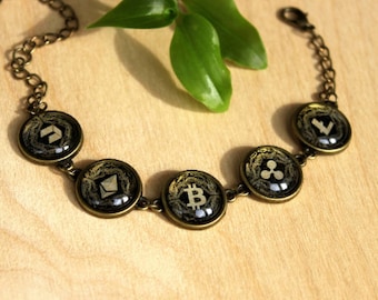 Cryptocurrency | Cryptocurrency Jewelry | Mens Bronze Bracelet | Bitcoin Jewelry | Blockchain Jewelry