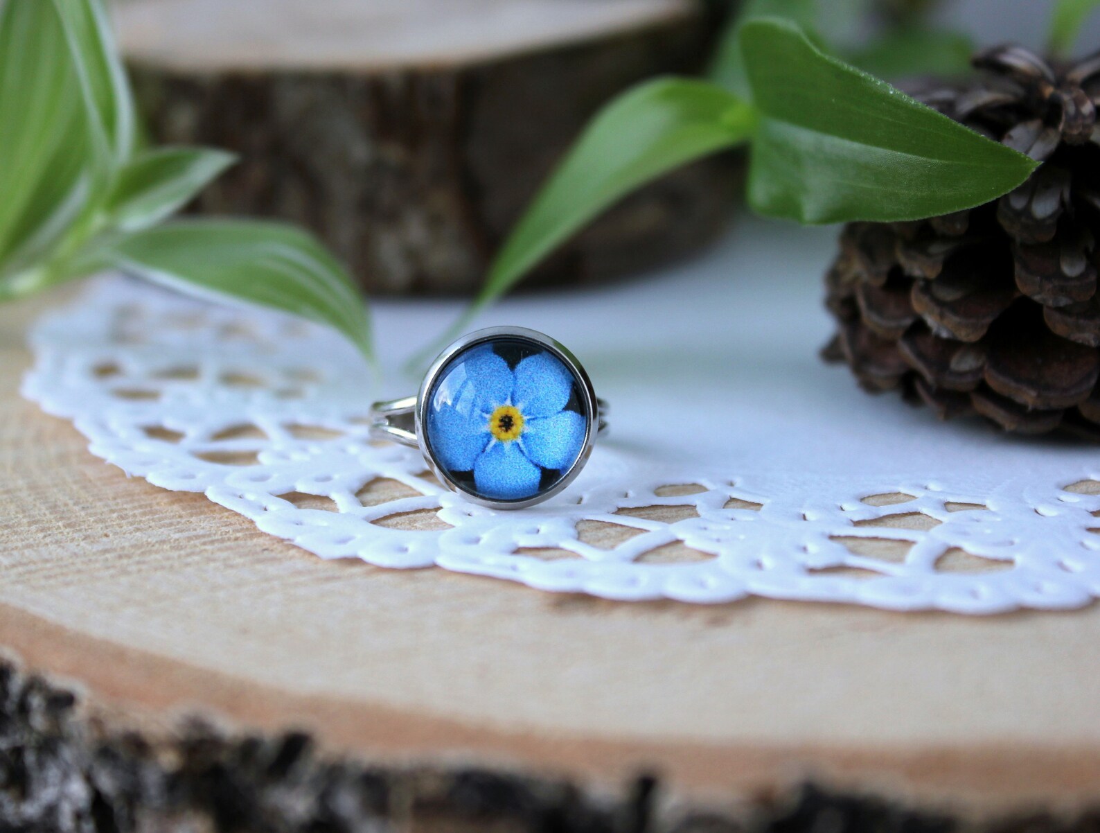 Me Not Rings Flower Jewelry Blue Flower Ring Etsy