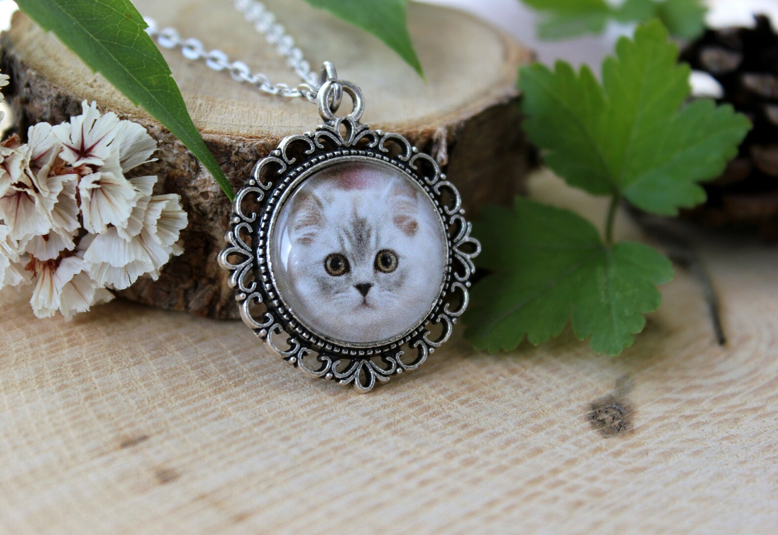 Cute Cat Necklace Cat Pendant Cat Jewelry Silver Tone Etsy