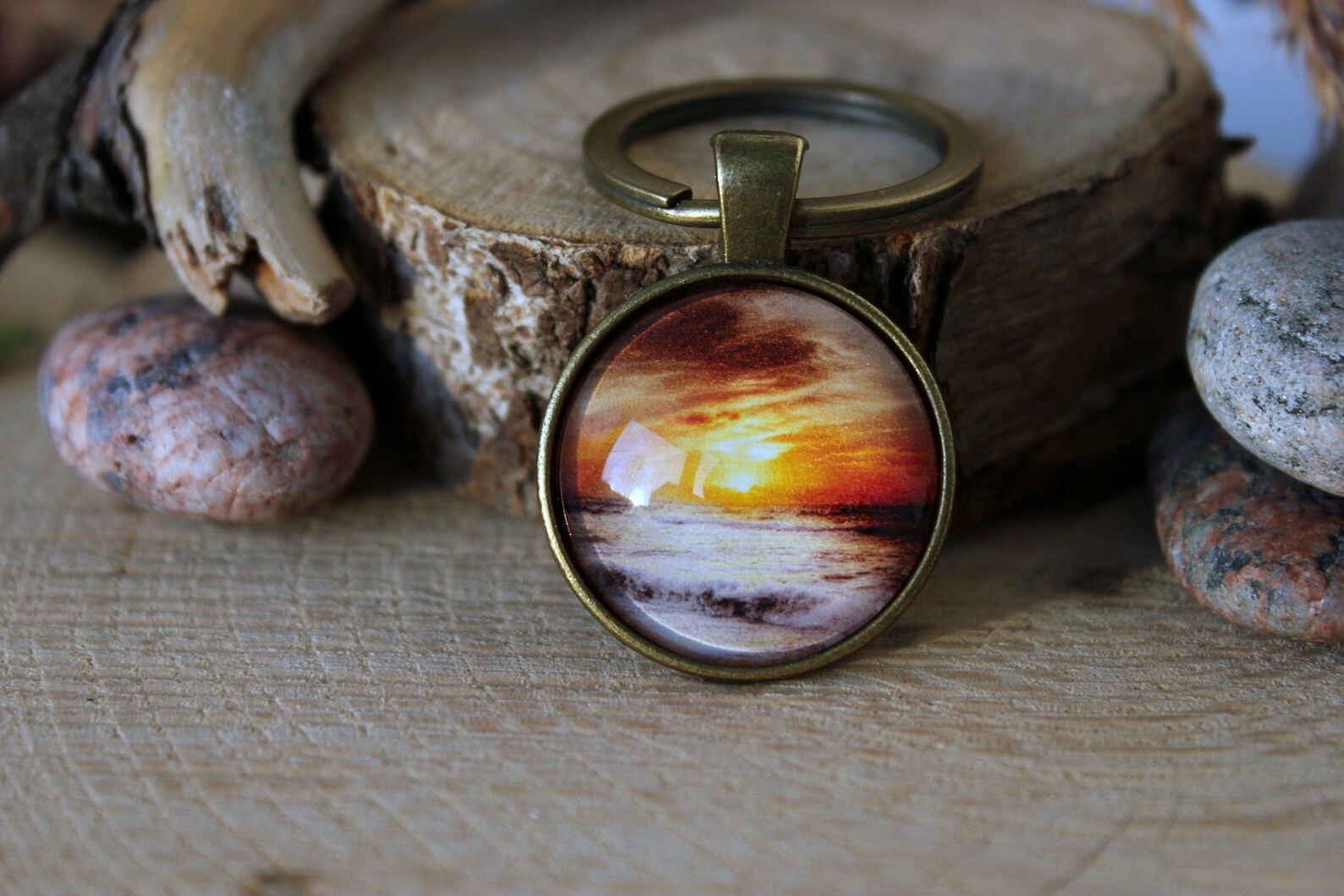 Sunset Keychain Sunset Key Ring Beach Keychain Souvenir | Etsy