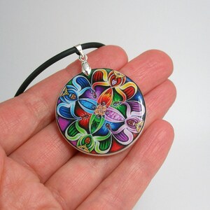 Abstract Wavy Pattern Pendant Rainbow Kaleidoscope Necklace Polymer Clay Pendant Personalized Jewelry image 4