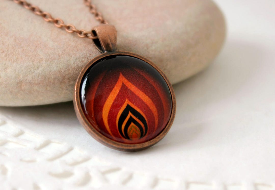 Levels of Flame Pendant | Antique Copper Necklace | Fire and Flames ...