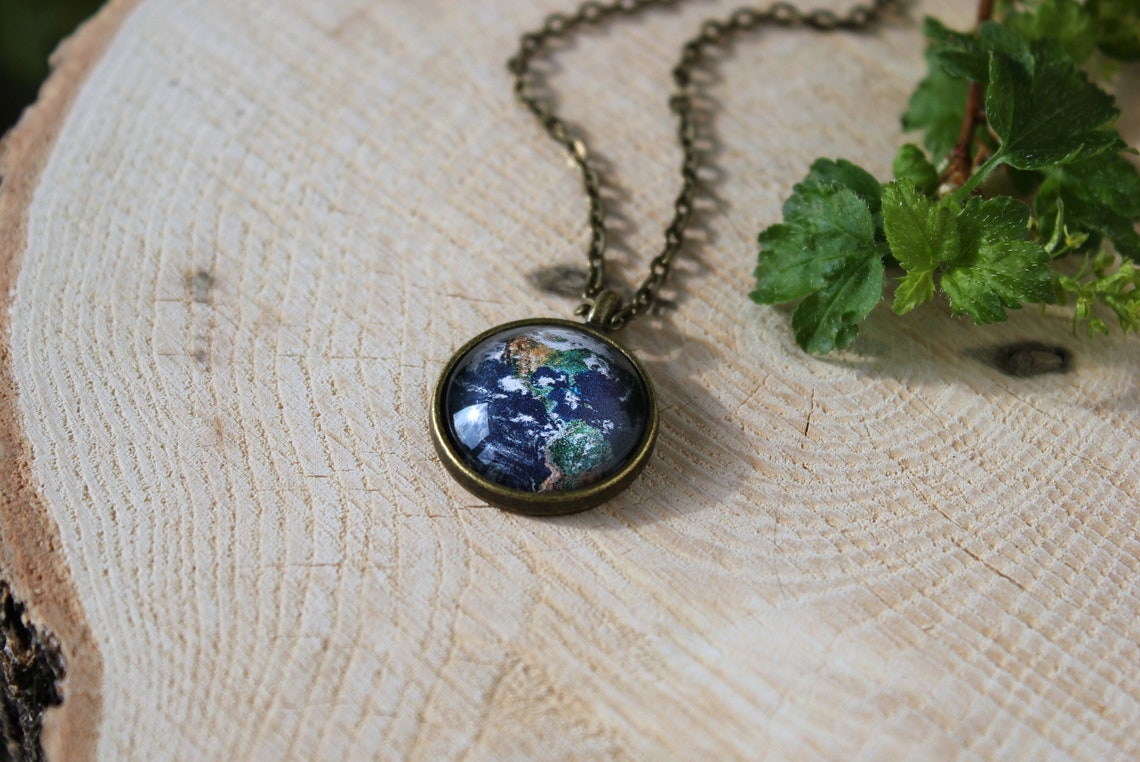 Earth Pendant Earth Necklace Space Jewelry Etsy