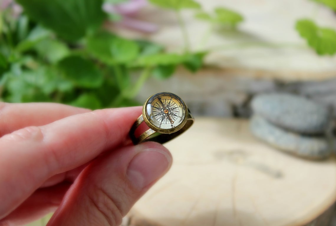 Vintage Compass Ring Compass Jewelry Adjustable Retro Ring Etsy