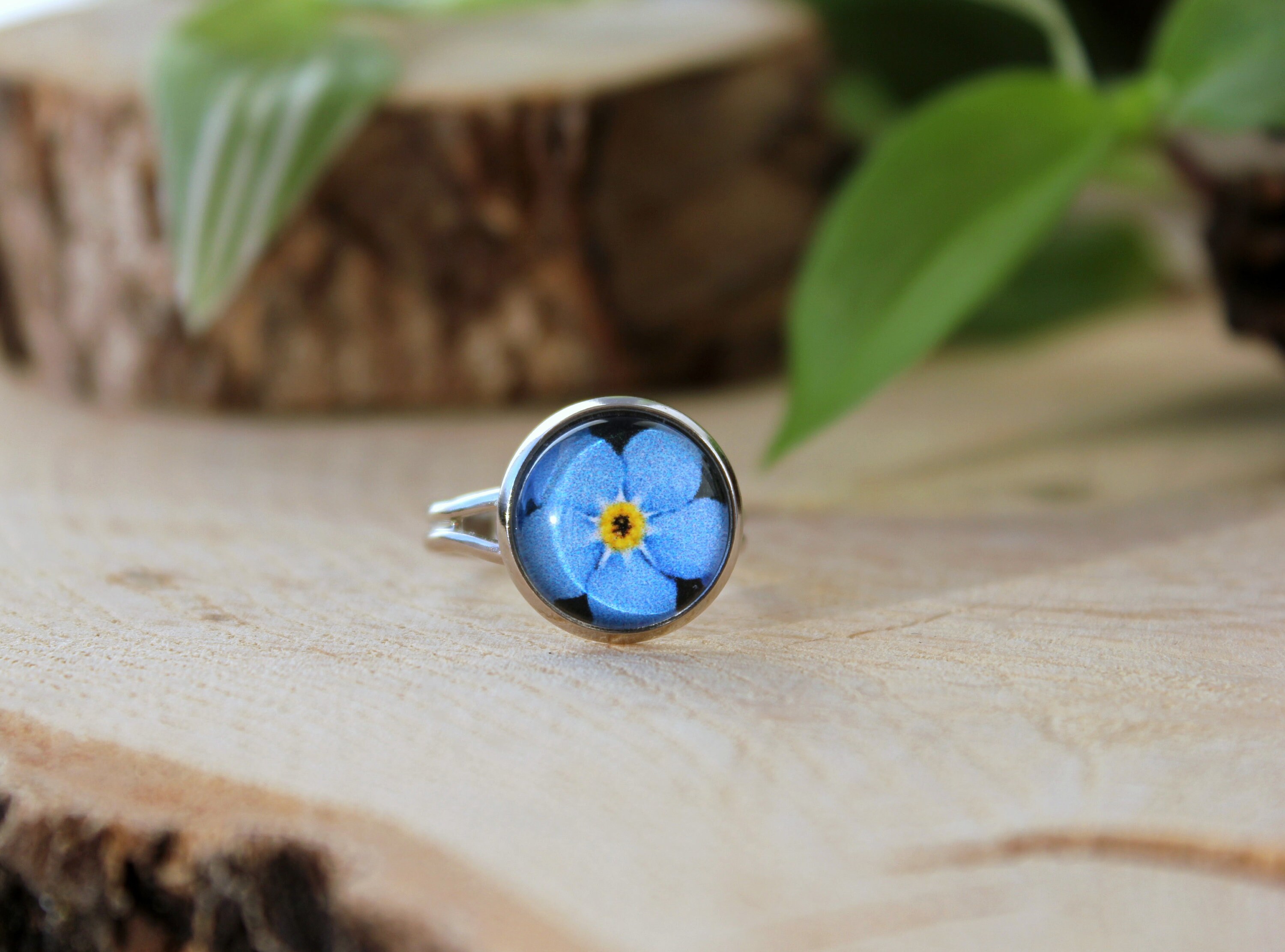 Me Not Rings Flower Jewelry Blue Flower Ring Etsy