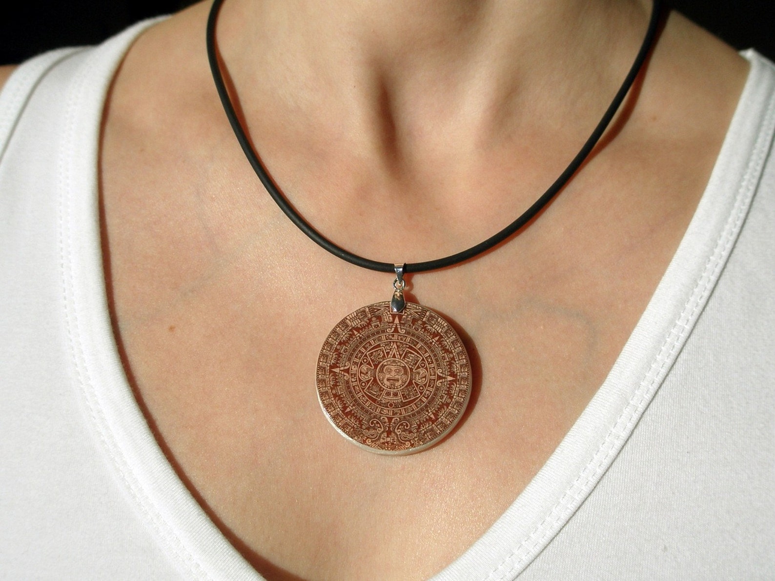 930 Silver Mayan Calendar Pendant Necklace Taxco Mexico A93878 – JK Silver