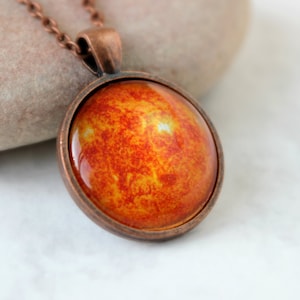 Sun Pendant in Antique Copper | Space Necklace | Antique Copper Pendant | Solar System Pendant With Chain | Customized Jewelry | Zodiac Leo