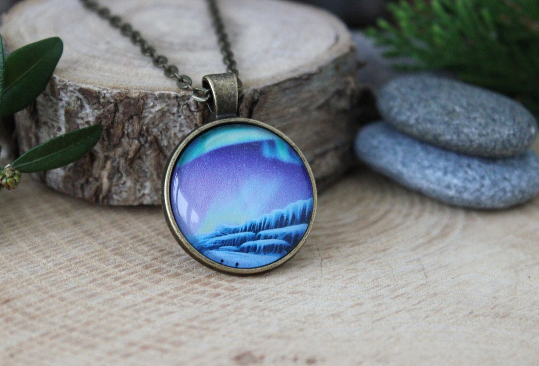 Northern Lights Over the Frozen Hills Aurora Borealis Necklace Northern