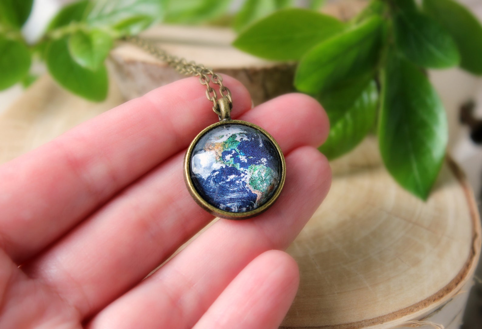 Earth Pendant Earth Necklace Space Jewelry Etsy