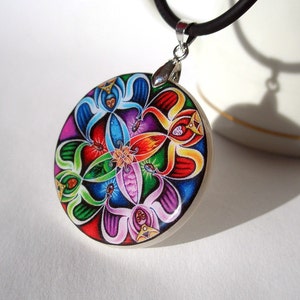 Abstract Wavy Pattern Pendant Rainbow Kaleidoscope Necklace Polymer Clay Pendant Personalized Jewelry image 3