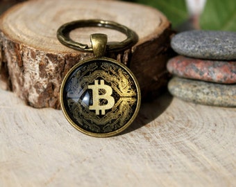 Bitcoin Keychain | Bitcoin Keyring | Personalized Men Gift | Bitcoin Icon | Bitcoin Jewelry | Cryptocurrency  Jewelry | Blockchain Jewelry