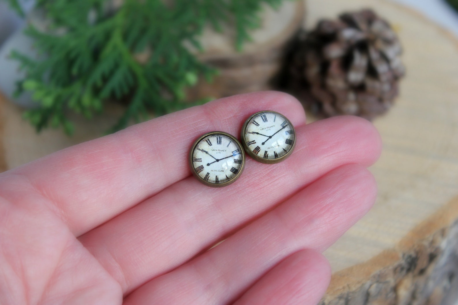 Clock Stud Earrings Clock Dial Jewelry Vintage Clock Etsy