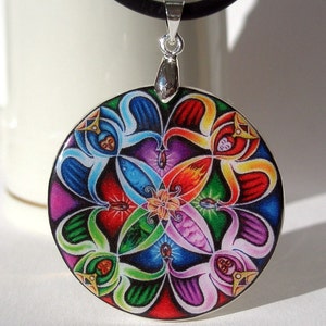 Abstract Wavy Pattern Pendant Rainbow Kaleidoscope Necklace Polymer Clay Pendant Personalized Jewelry image 2