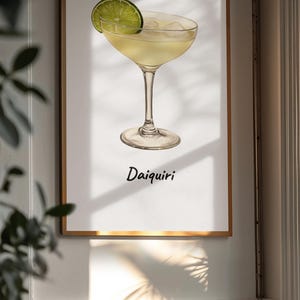 Decoración de carrito de bar, póster de cócteles, bebida de autor, daiquiri, arte de martini, impresiones de cócteles, decoración de estanterías, impresión mate