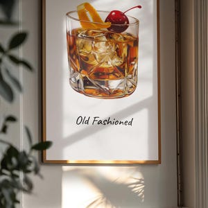 Decoración de carrito de bar, póster de cócteles, bebida de autor, estilo antiguo, arte de martini, impresiones de cócteles, decoración de estanterías, impresión mate