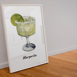 Decoración de carrito de bar, póster de cócteles, bebida de autor, margarita, arte de martini, impresiones de cócteles, decoración de estanterías, impresión mate